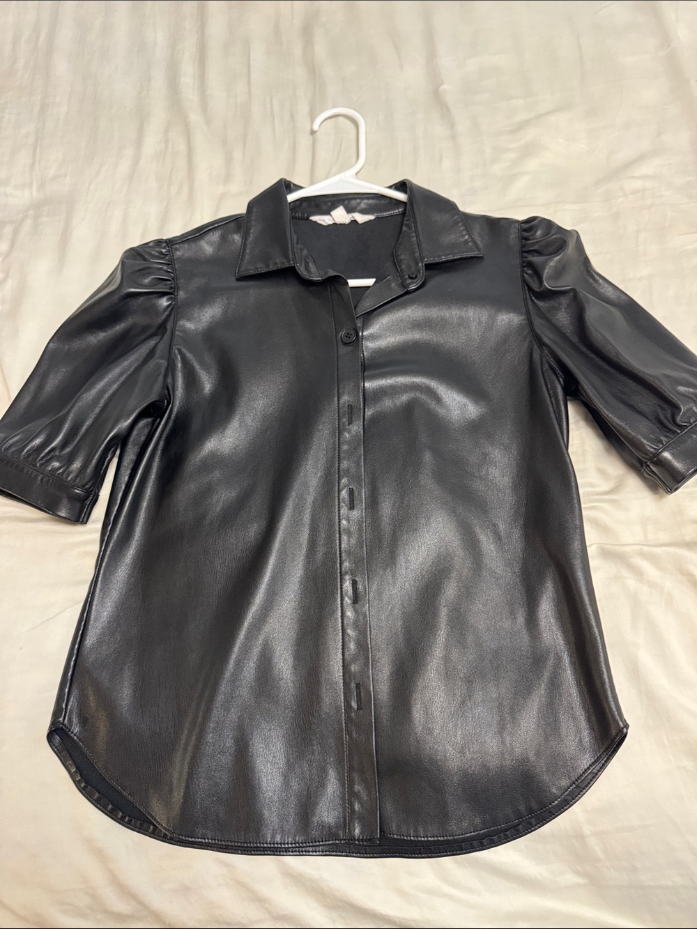 BB Dakota Black Faux Leather Collar Top